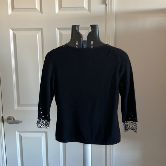 Morrell Maxie black sweater blouse sequins beads size S/M beautiful bead… - Picture 10 of 10
